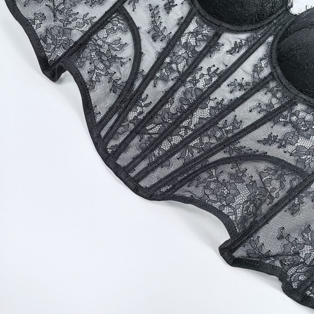 Womens Lace Corset Bustier Ladies Trendy Tightened Fishbone Bra Tops Vest